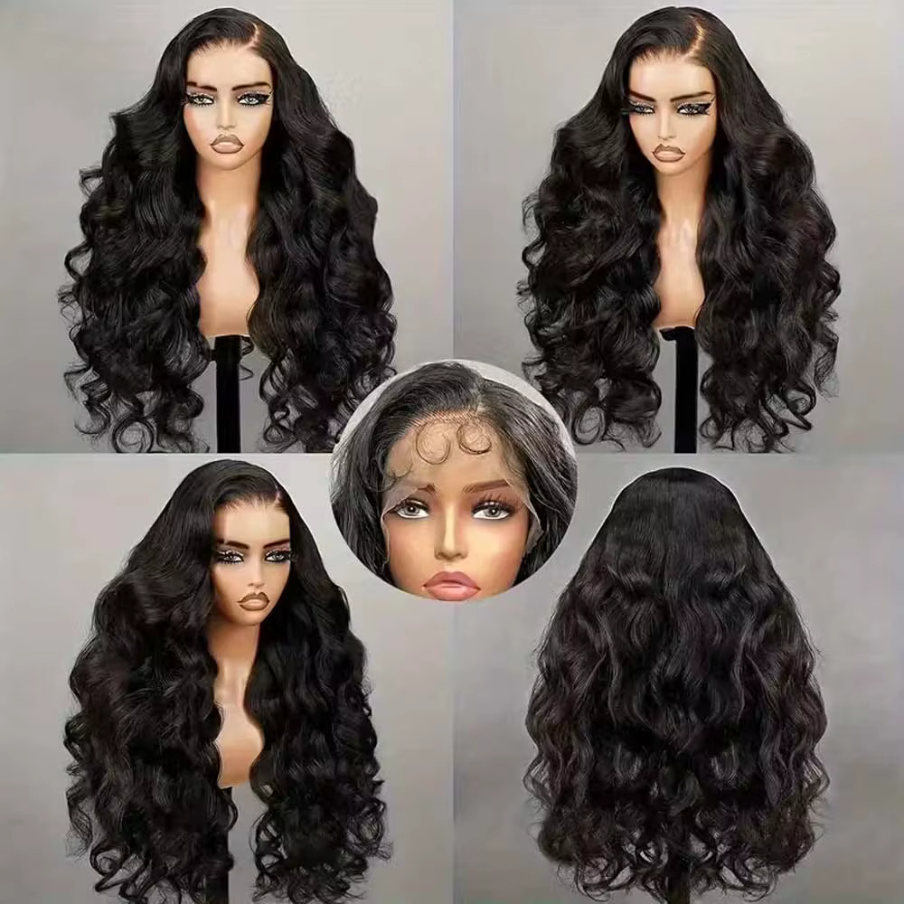 Perruques de cheveux humains ondulés sans colle de 40 et 42 pouces