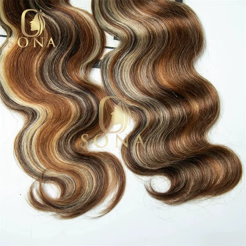 Brun mettre en évidence miel blond en vrac pour tressage en gros Boho tresses Extensions de cheveux humains vague de
