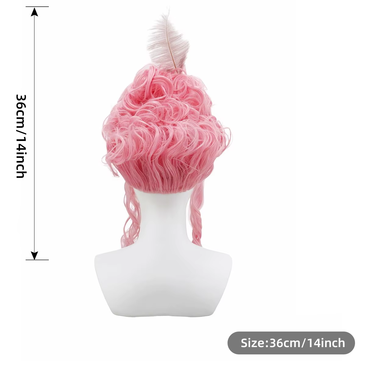Perruque synthétique rose moelleuse de haute qualité | Coiffure de la reine avec des fleurs de plumes