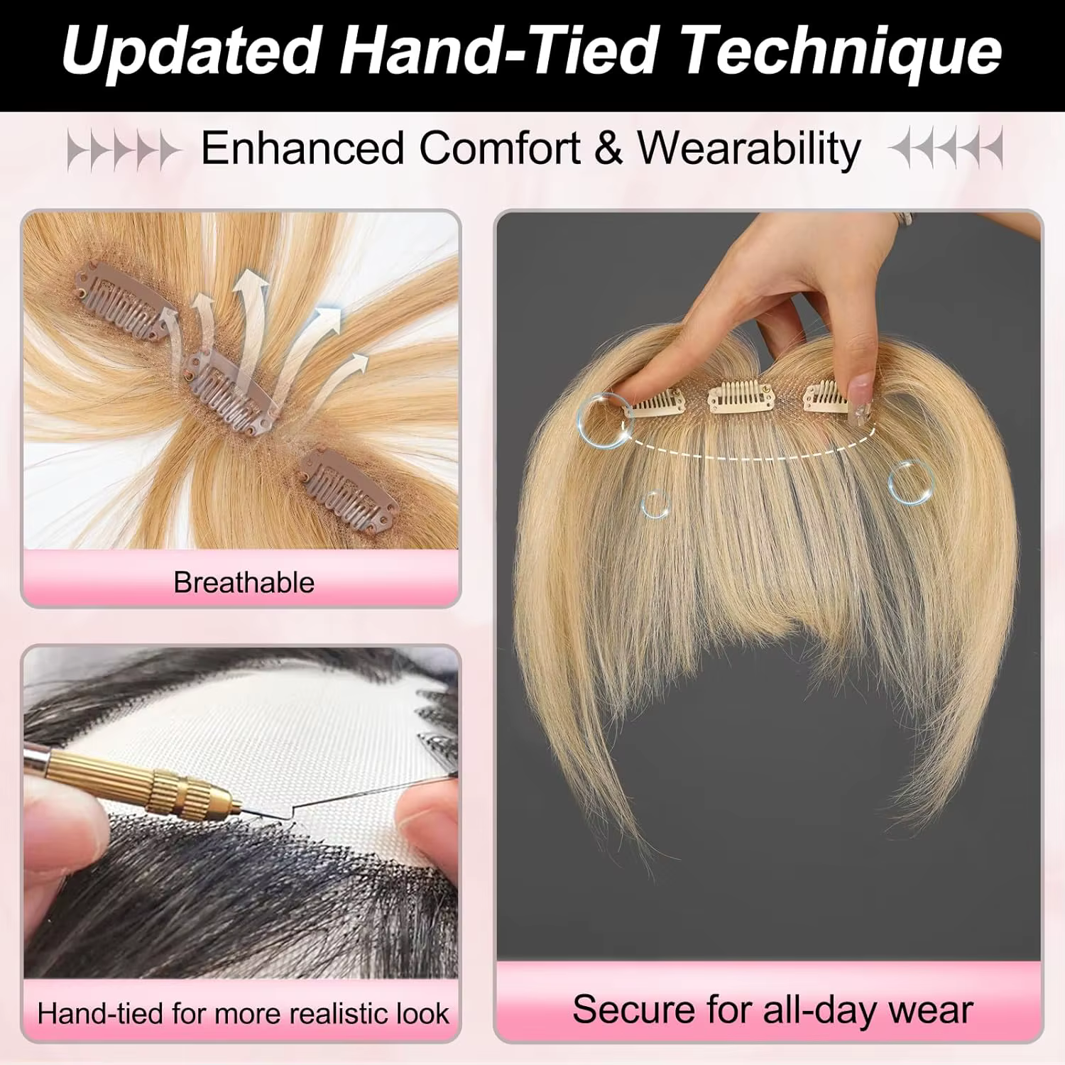 Clip in Bangs 613 Blond 100% cheveux humains