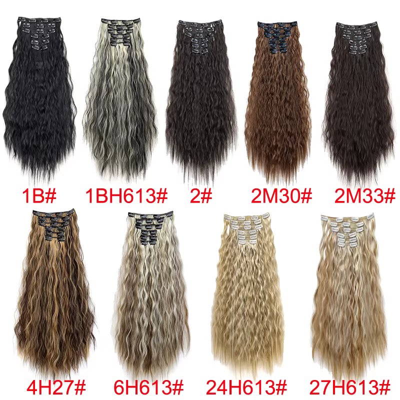 Extensions de cheveux synthétiques ondulés de 24 pouces
