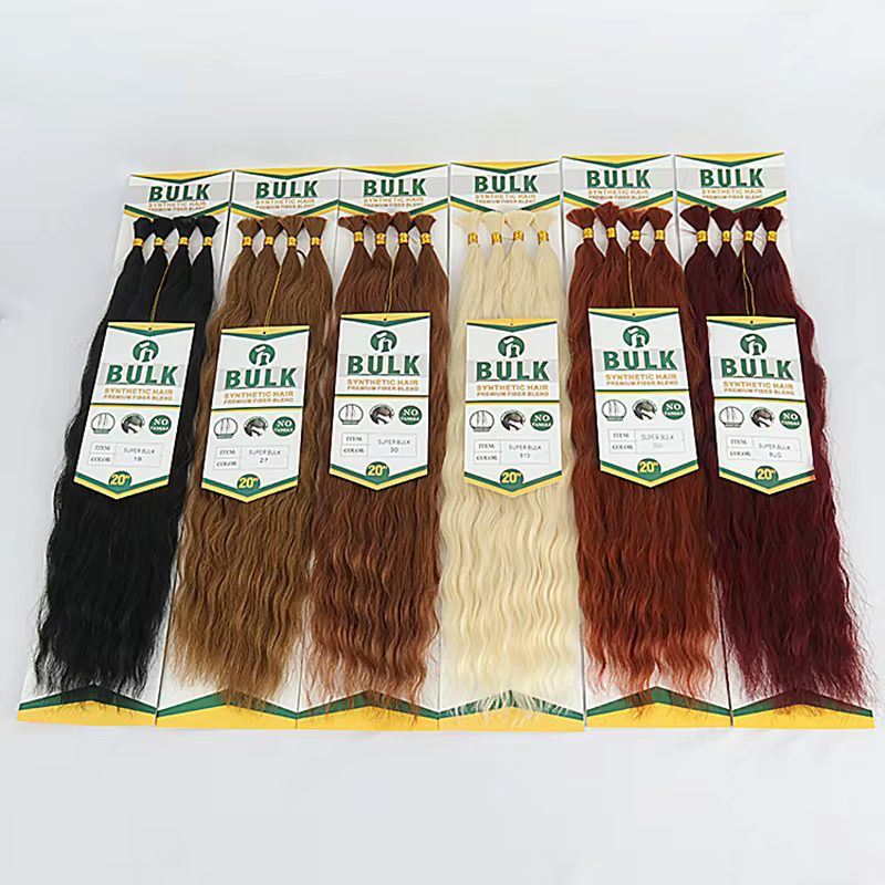Extensions de cheveux synthétiques noirs blond miel super ondulés en vrac sans trame pour femmes
