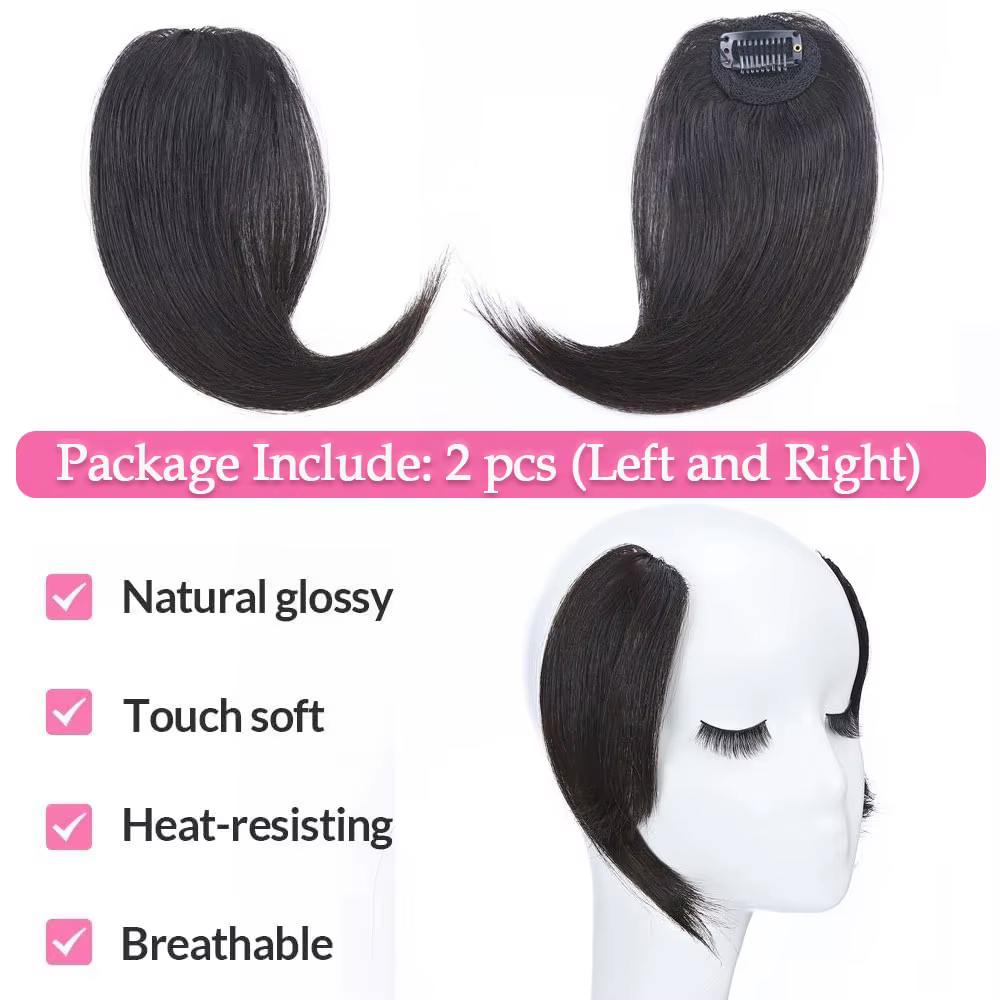 Extensions de Cheveux 100% Naturels avec Frange Latérale Ondulée