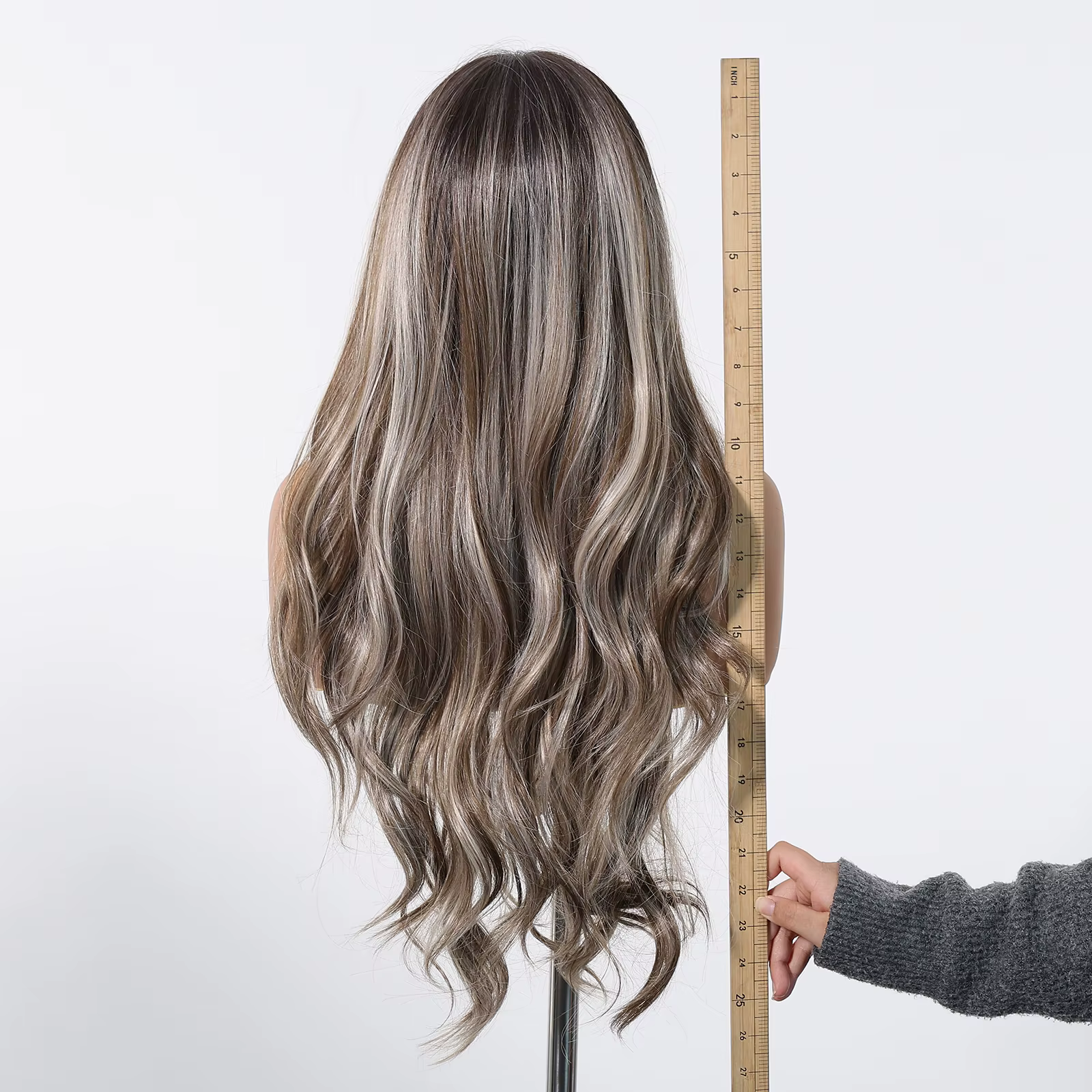 DWY – perruque Lace Front Wig synthétique à reflets bruns et blonds, longue et ondulée, 13x6, avec raie libre, naturelle, résistante à la chaleur, pour femmes