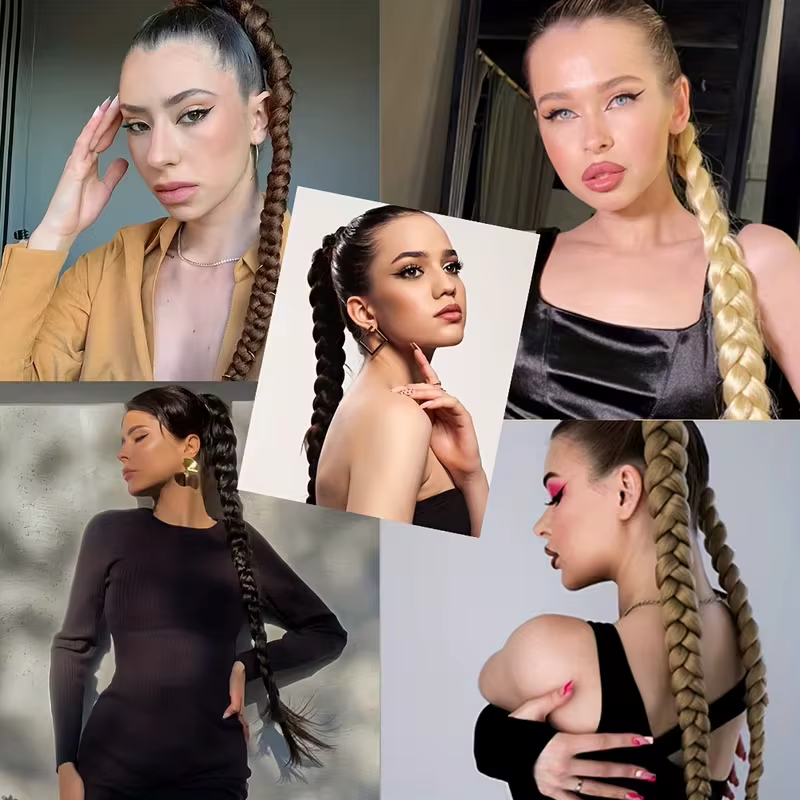 Extensions capillaires synthétiques longues et lisses de 32 pouces
