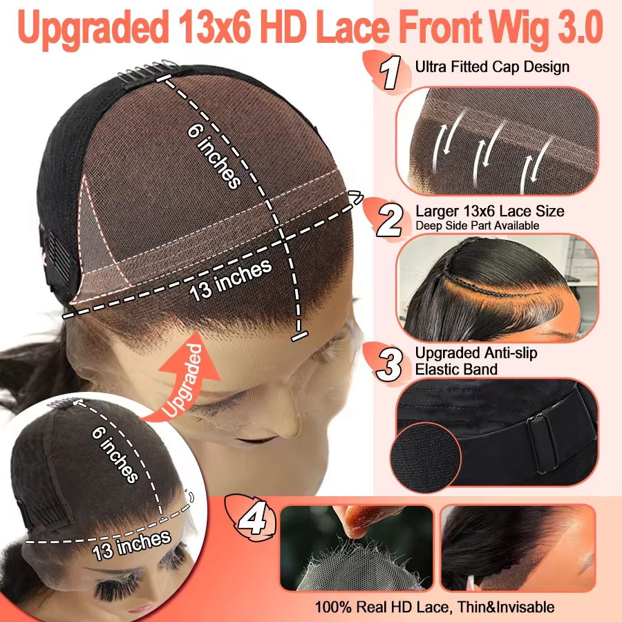 250% 1B27 Ombre mettre en évidence couleur 13x6 réel HD dentelle avant perruque cheveux humains
