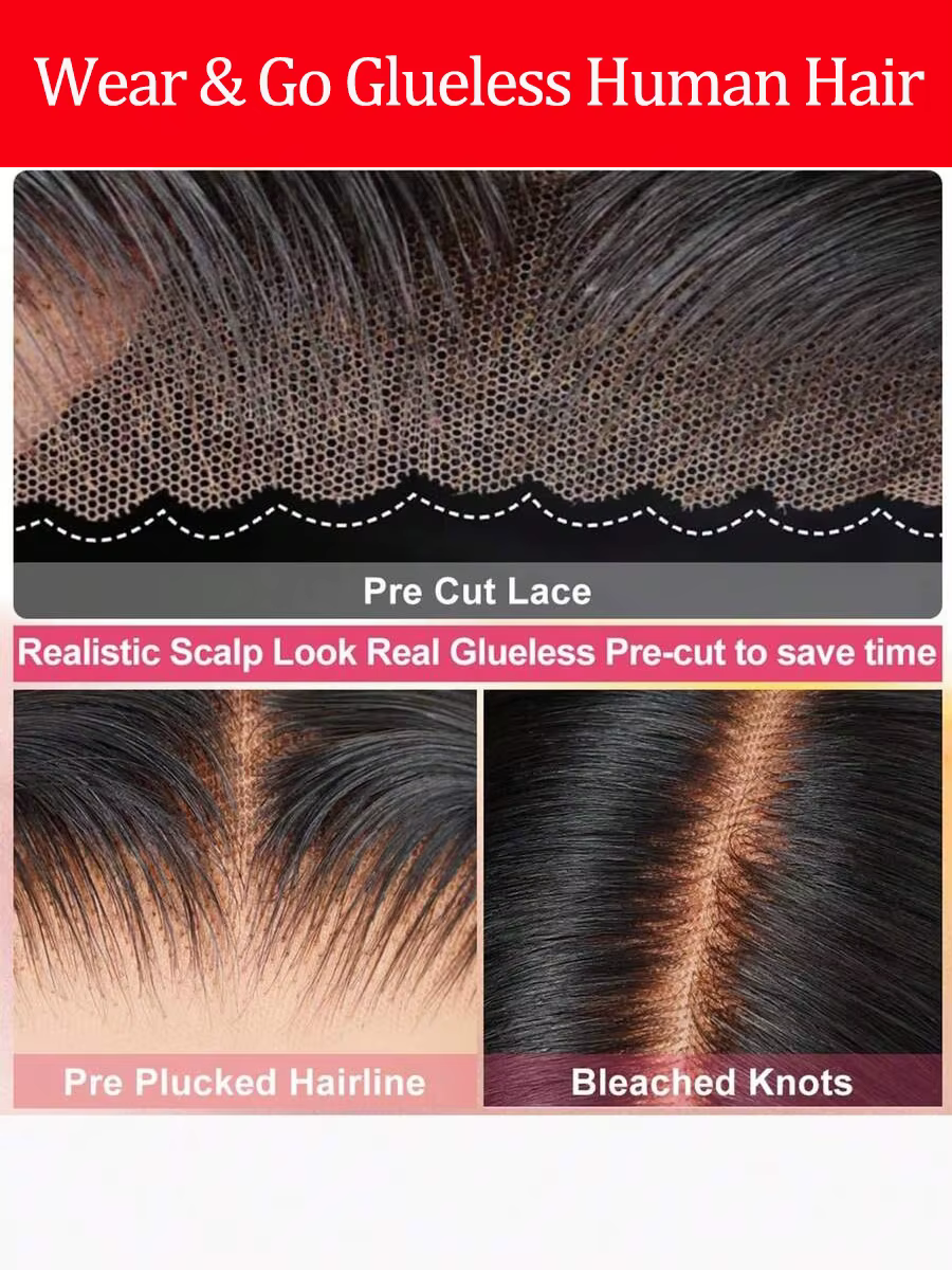 Perruque courte bob sans colle 13x4 HD Lace