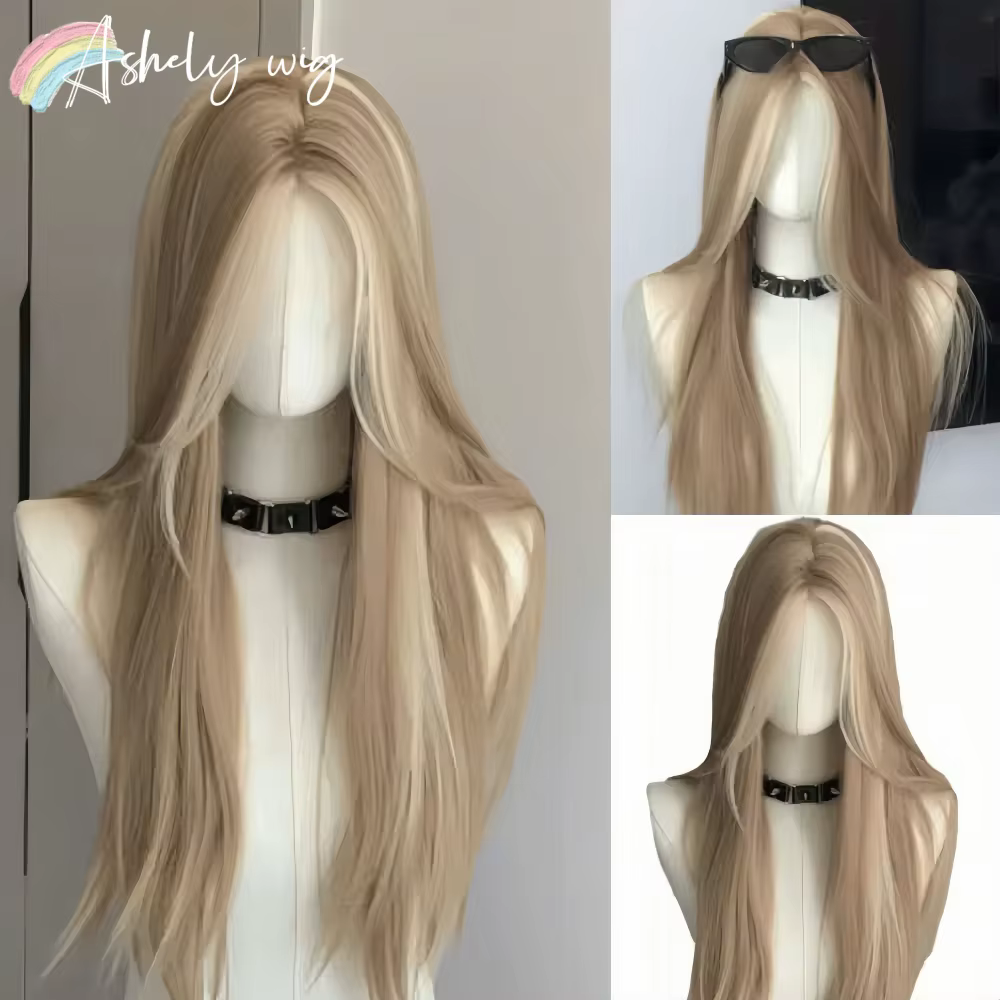 Ashely perruque pour femmes longue droite Blonde marron