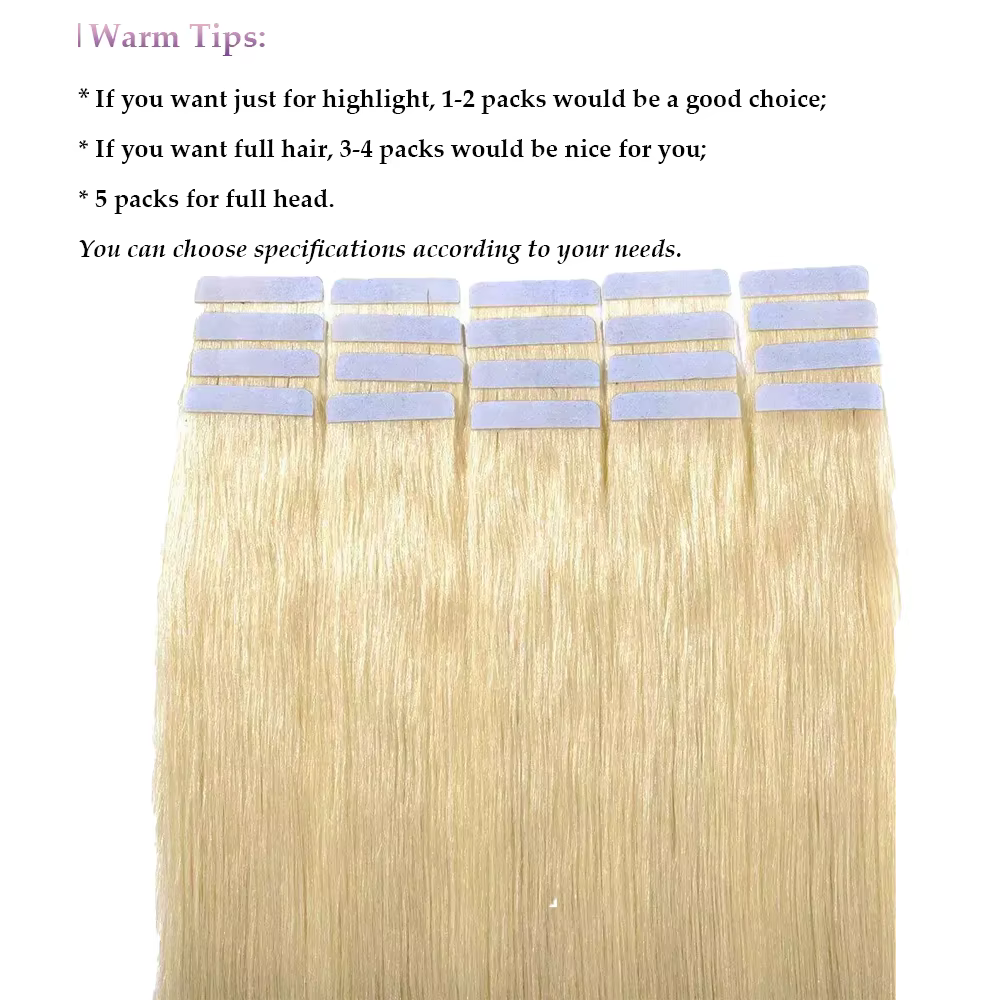 Extensions de cheveux humains Tape Ins, Extensions de cheveux, Blonde Tape in Hair, Document Wiltshire ach, Trame de peau blonde, Seamless Tape Ins, #613