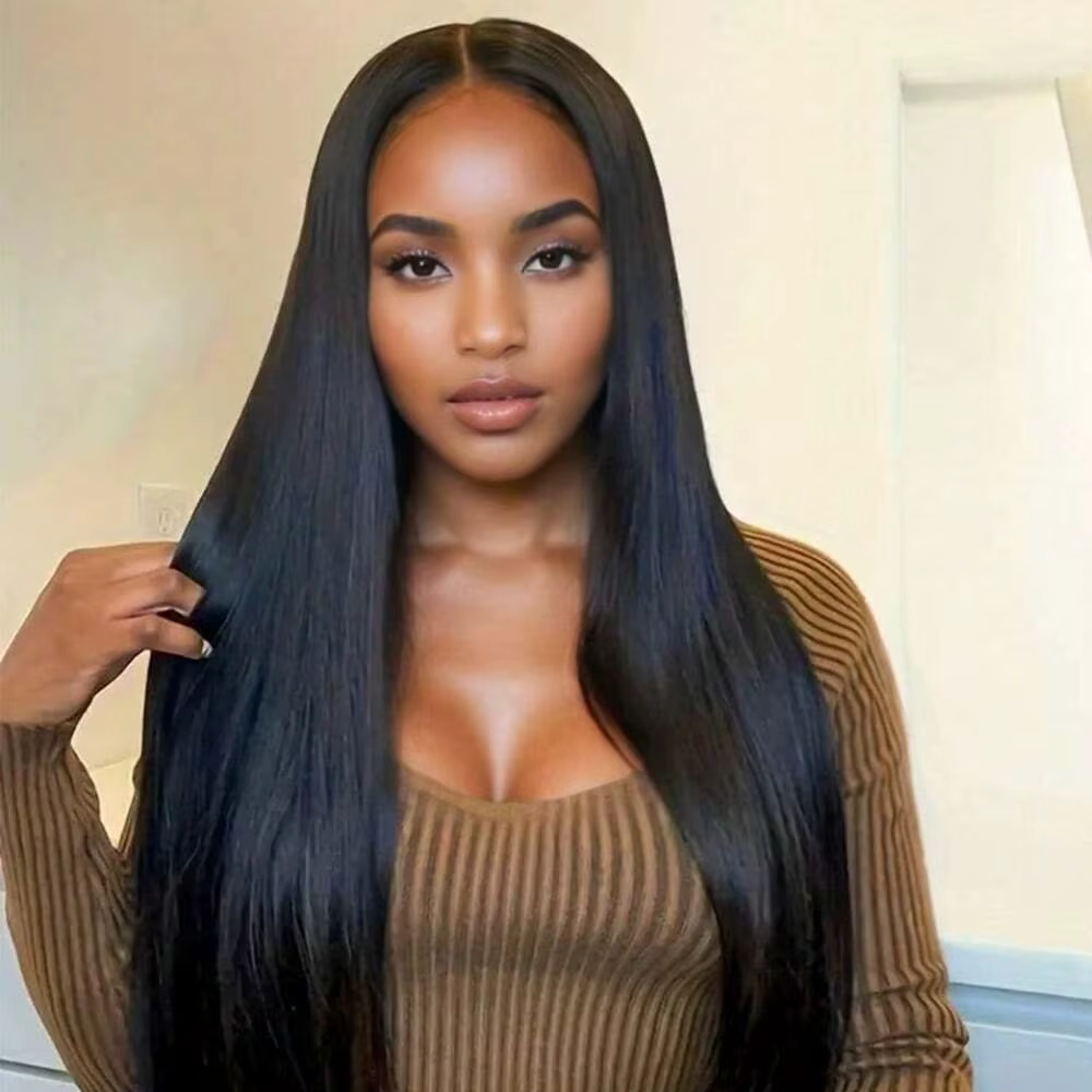 Perruque brésilienne Remy ultra-lisse haute densité 250% 42 pouces 13x6 5x5 Lace avec ligne de cheveux pré-épilée 13x4 Noir naturel pour femmes