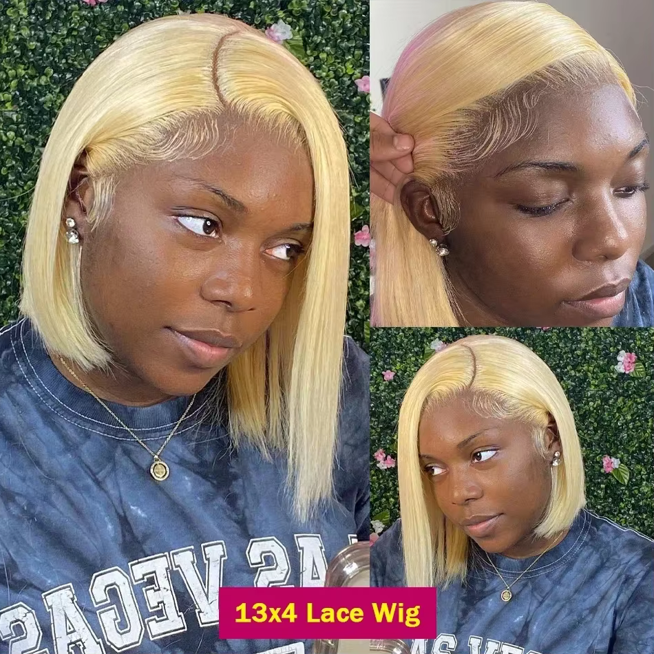 Pour les femmes noires 180% densité 613 Blonde Bob perruque HD perruques cheveux humains Remy brésilien pas cher 13x4
