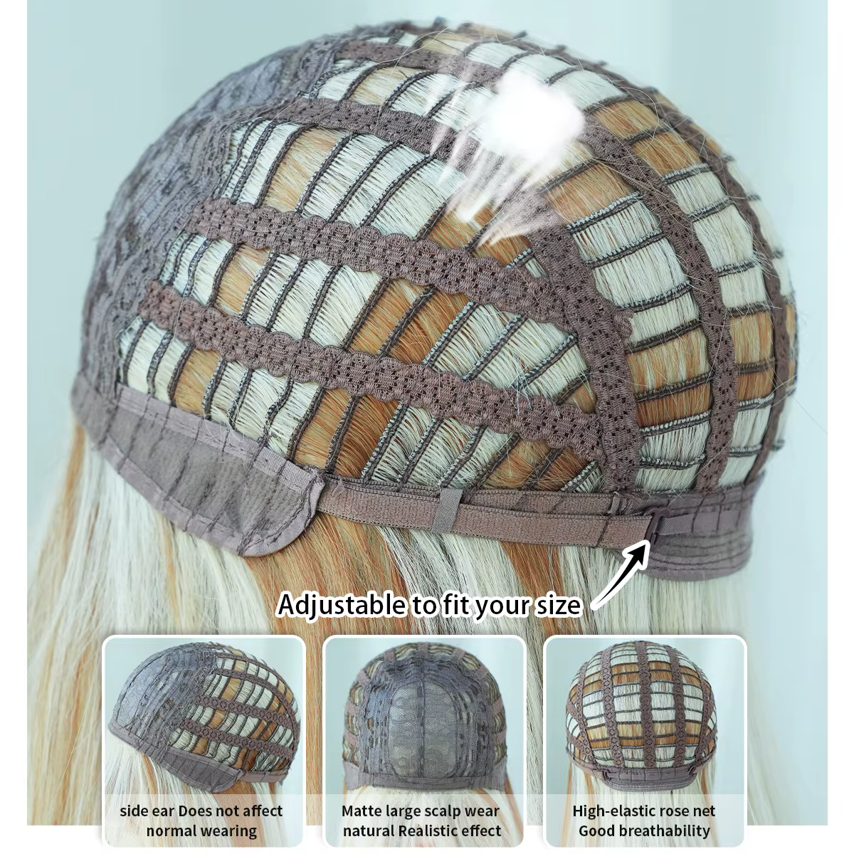 Perruque synthétique longue et lisse Blonde claire pour femmes