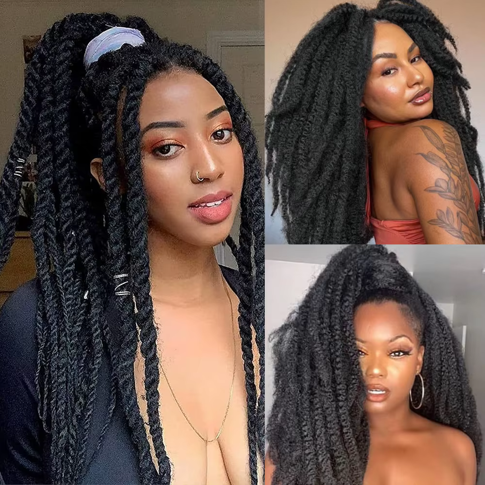 Marley Twist V Part perruques pour femmes noires 24 pouces Afro crépus bouclés