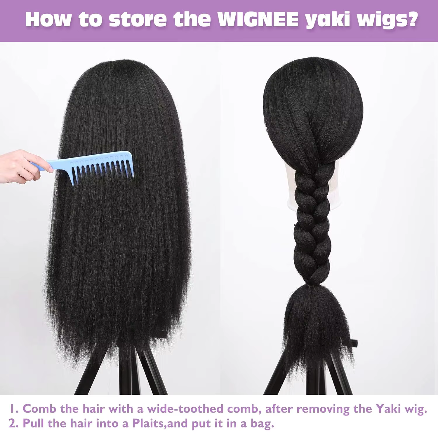 Perruque synthétique Yaki lisse et crépue pour femmes