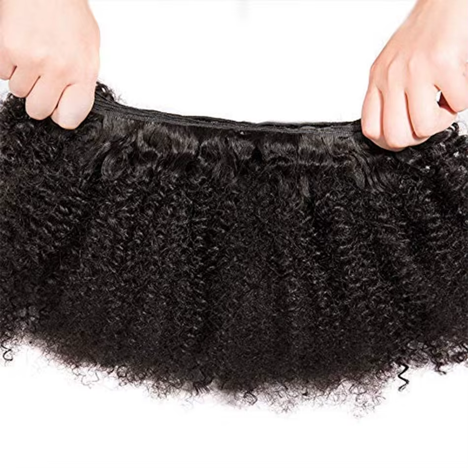 Afro crépus bouclés paquets de cheveux humains affaire brésilienne 1/3