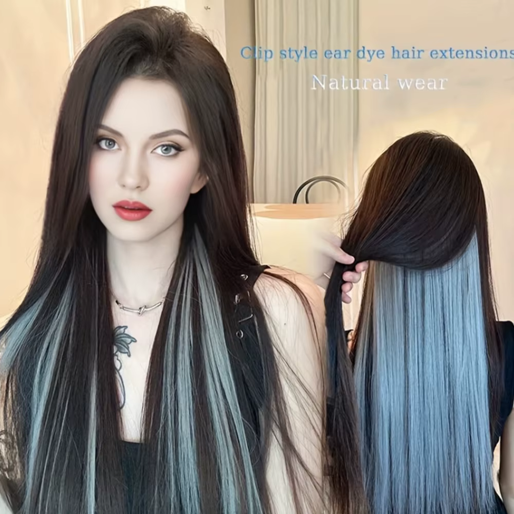 Extensions capillaires synthétiques colorées à clipser