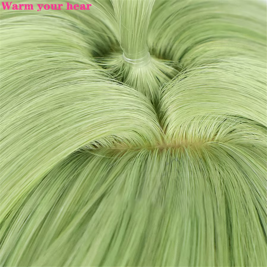 Perruque de Cosplay longue de 55cm avec faux cuir chevelu vert