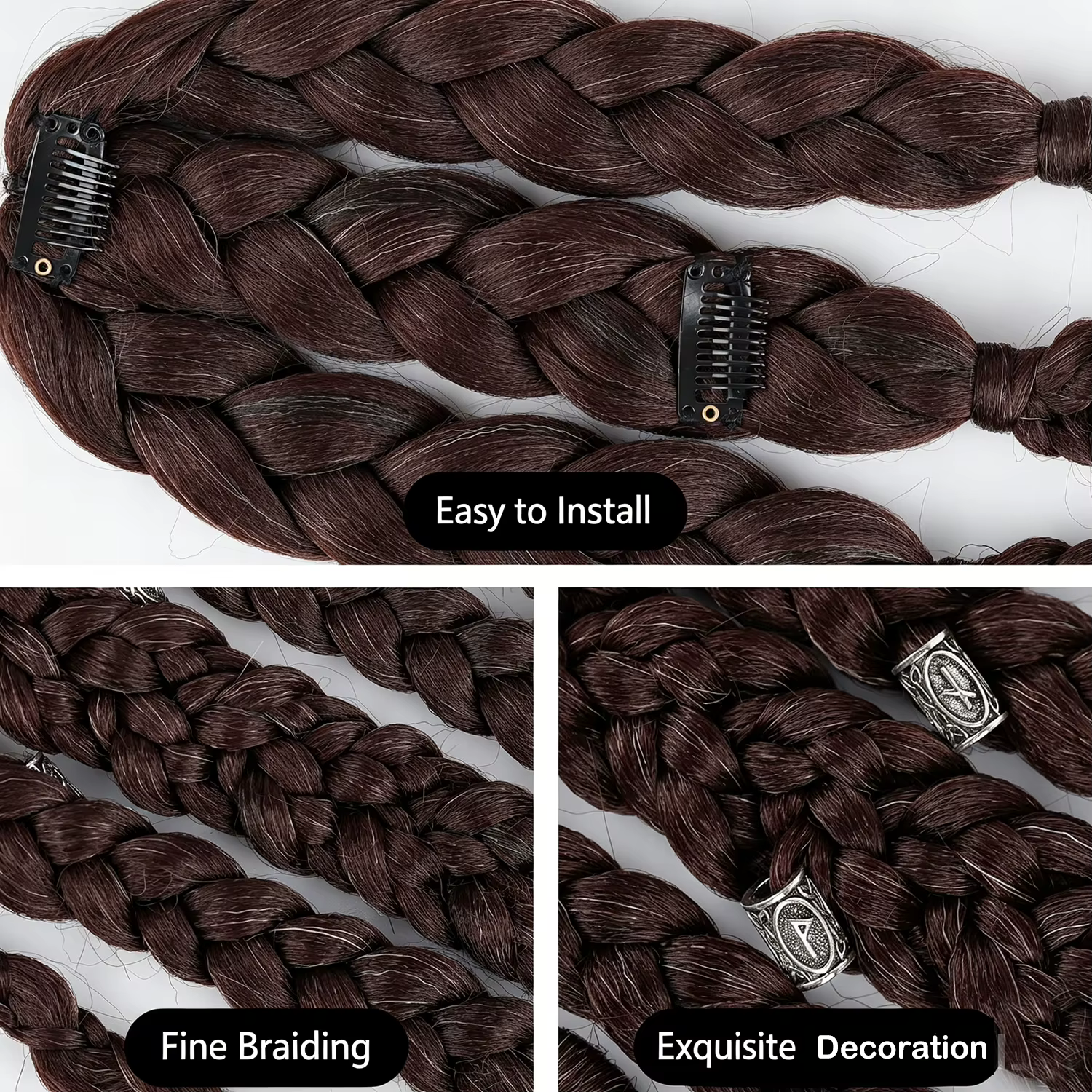 Perruque Mohawk Viking pour Homme avec 5 Tresses Épaisses