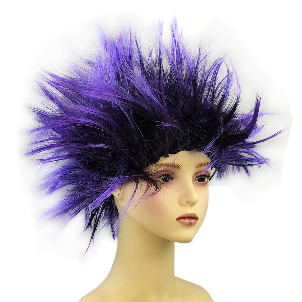 Perruque synthétique verticale à dégradé de couleurs mélangées, accessoire de performance, perruque colorée amusante, perruque pour fête de fin d'année