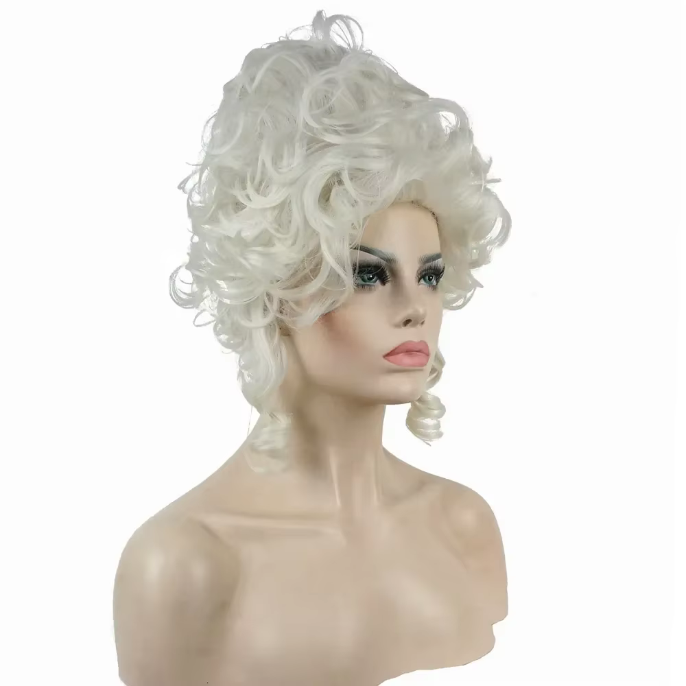 Marie Antoinette princesse cheveux bouclés moyens perruques Cosplay