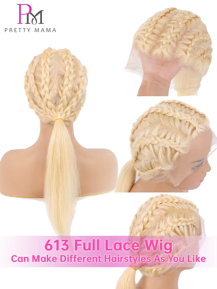 Perruque frontale en dentelle transparente 360 13x4 13x6 613 blond miel