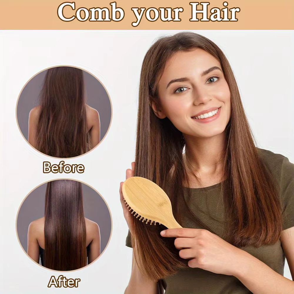Brosse à cheveux en bois pour favoriser la croissance des cheveux