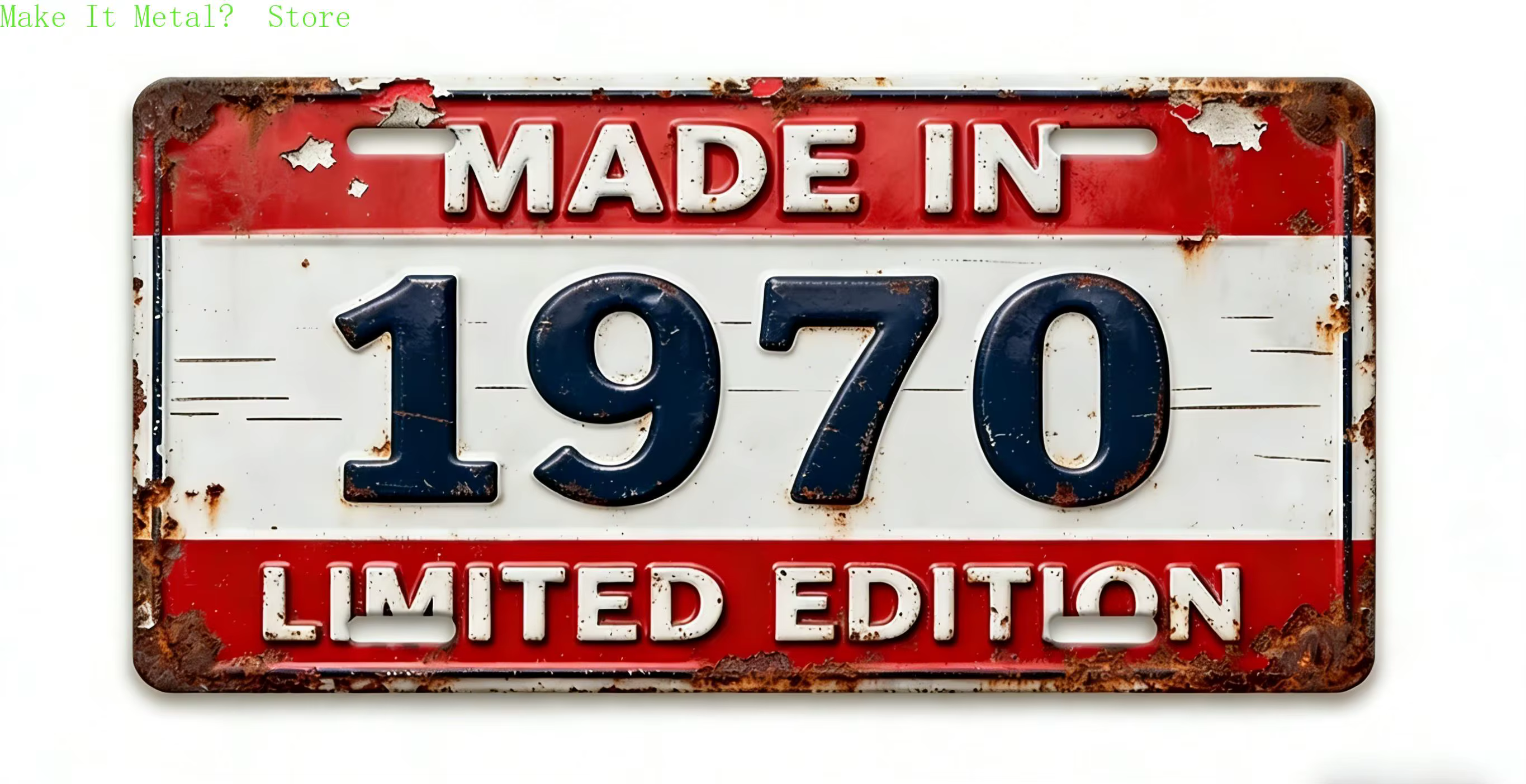 Plaque d'immatriculation vintage en métal, édition limitée, fabriquée en 1970
