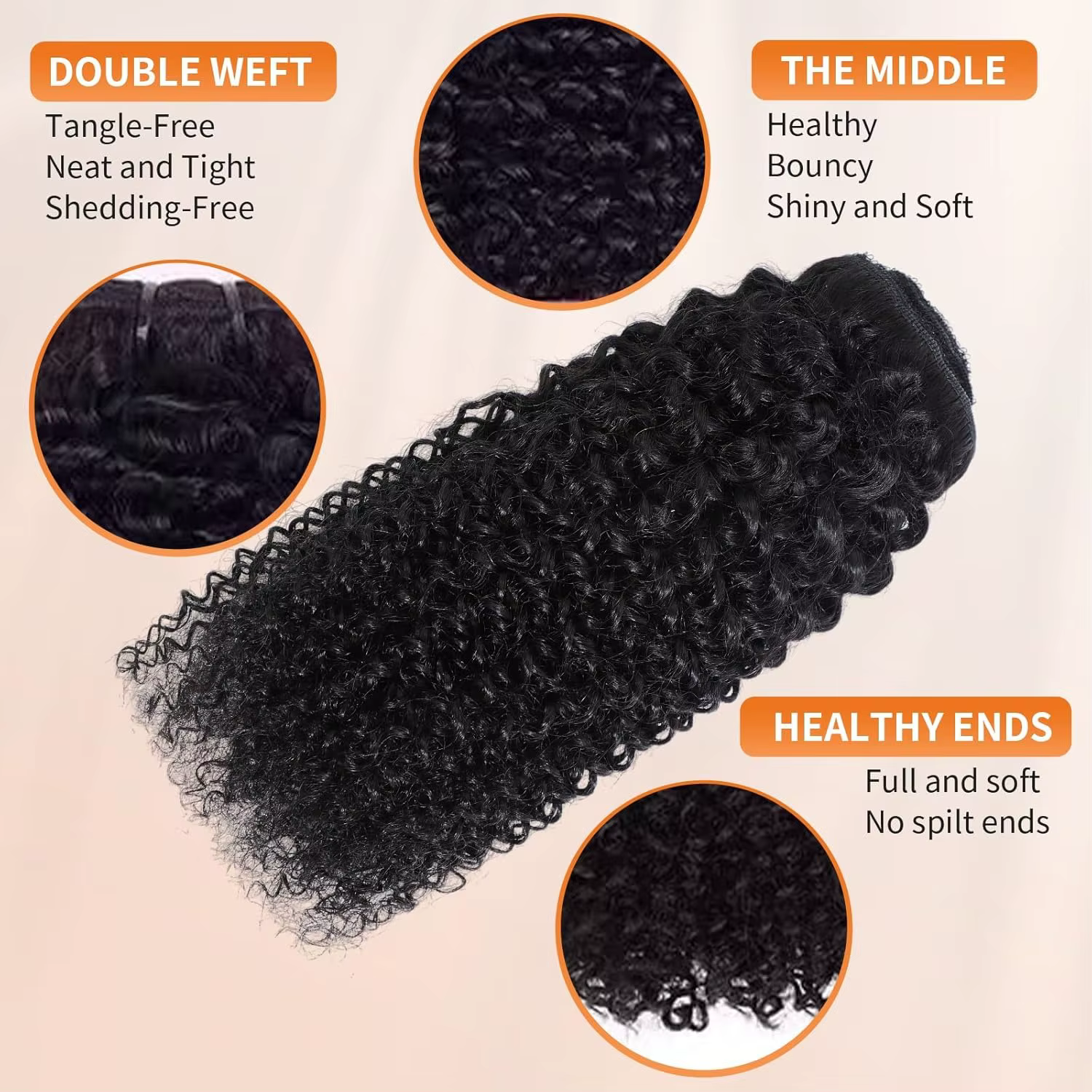 Extensions à clips bouclées crépues en cheveux humains 3C 4A pour femmes noires