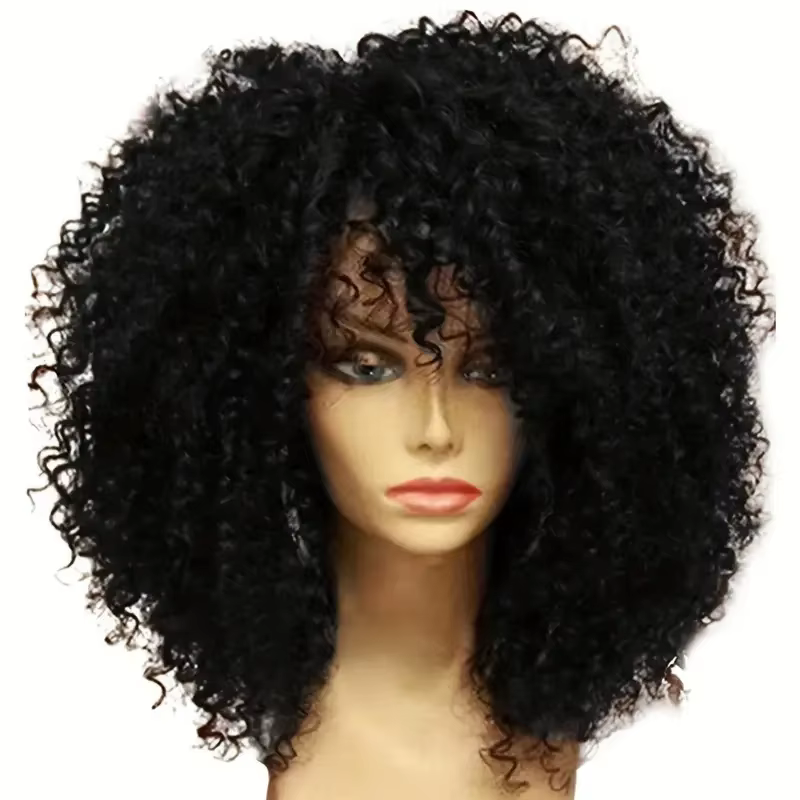Perruques Afro crépues bouclées avec frange