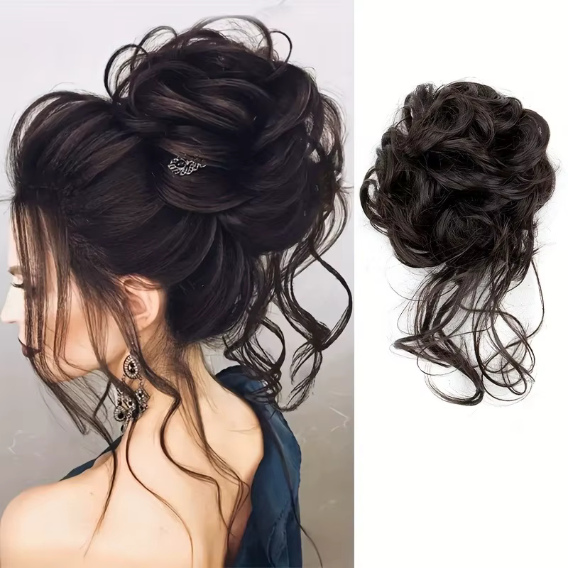 Chignon synthétique bouclé pour femme – Perruque rapide