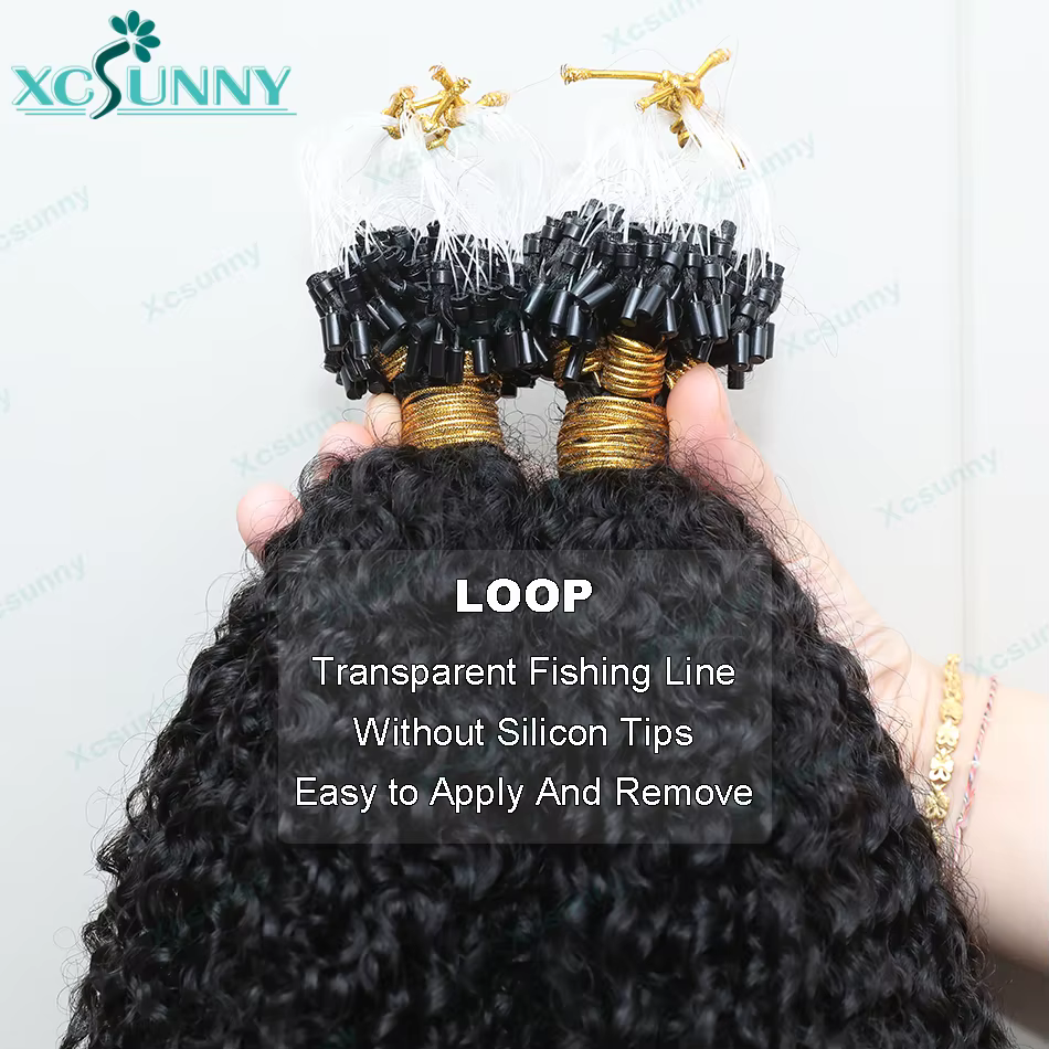 Extensions de cheveux bouclés crépus Micro Ring Loop 4C pour femmes noires, extensions de cheveux bouclés Micro Loop en gros