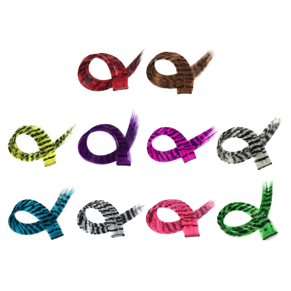 Extensions capillaires synthétiques colorées à clips imprimés à rayures