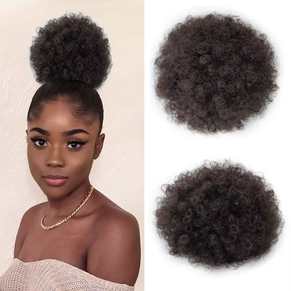 Synthétique grande Afro bouffée cordon queue de cheval crépus bouclés chignon postiche afro-américaine pince dans les Extensions Updo pour les femmes noires