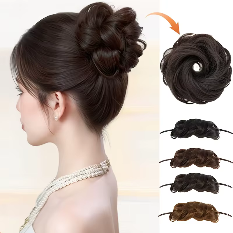 Extensions capillaires synthétiques à chignon auto-enroulement réglables pour augmenter le Volume des cheveux