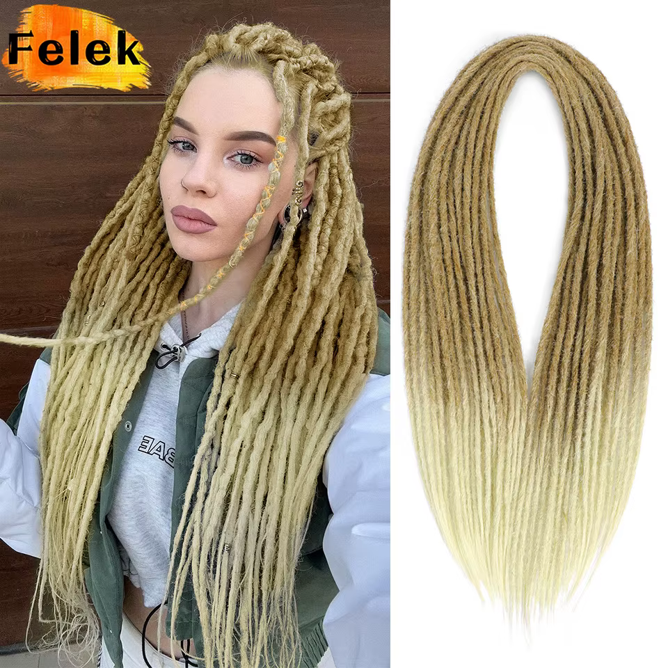 Extensions de cheveux Dreadlocks doux 24 pouces synthétiques Double extrémité Faux Locs Crochet tresses Bug fait à la