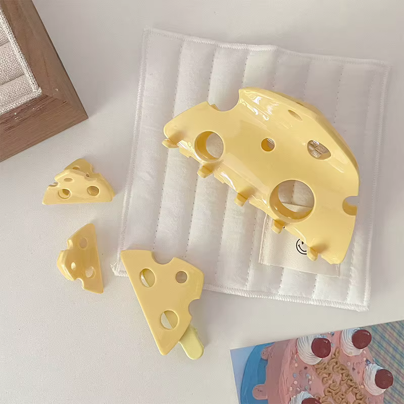 Pinces à cheveux en forme de fromage en acrylique