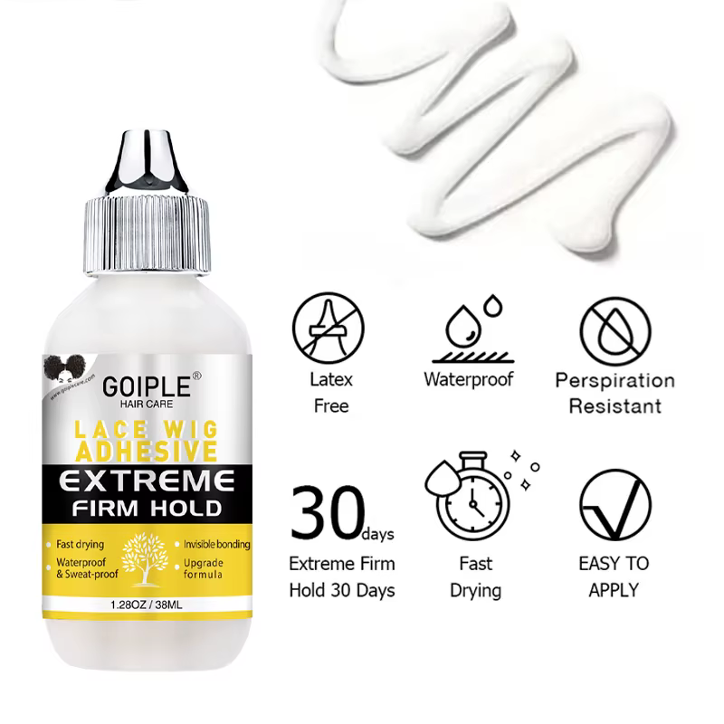 Kit de colle et de dissolvant pour perruques en dentelle Goiple, tenue extrême imperméable, sans résidus blancs, adhésif capillaire professionnel invisible
