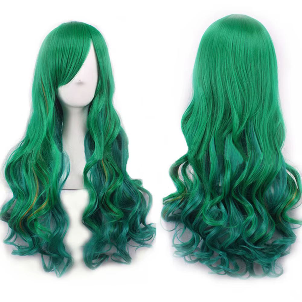 Soowee cheveux synthétiques Ombre arc-en-ciel Cosplay perruque avec frange rouge jaune violet vert bleu perruques pour les femmes noires