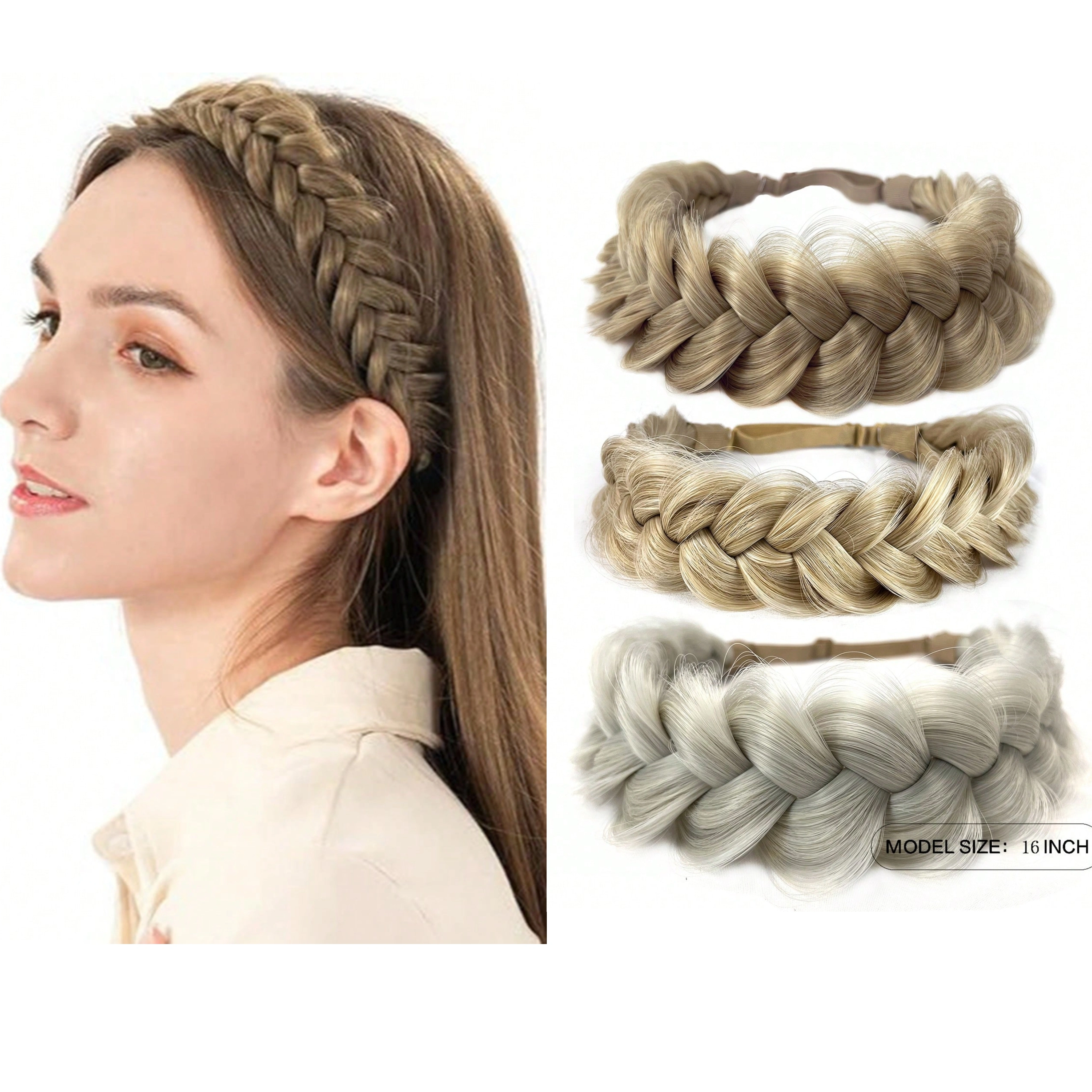 1 pièces tricot à la main tresse cheveux torsion bandeau tresses synthétiques élastique réglable postiche