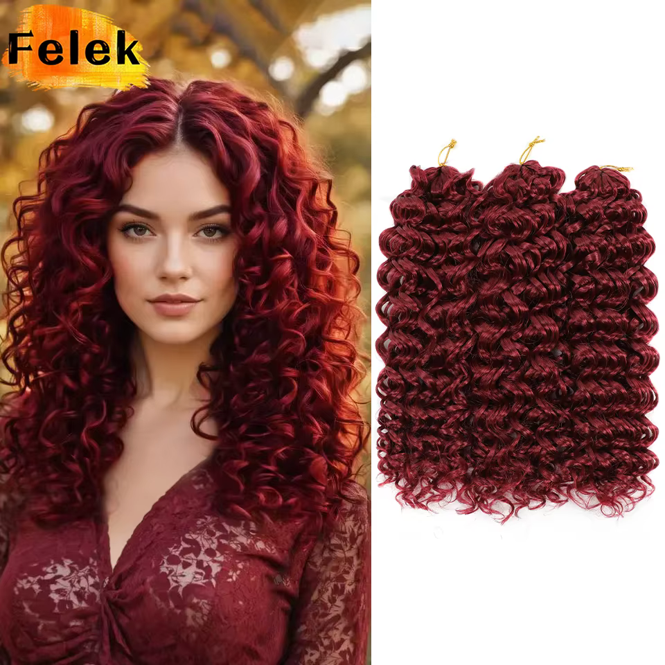 Extensions capillaires synthétiques bouclées de 14 pouces pour femmes, tresses ombrées brunes et blondes, Deep Wave, au Crochet, Passion Twist