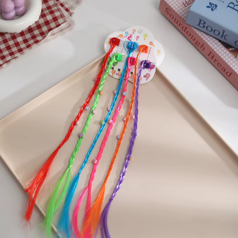 6 pièces pour enfants, extensions de cheveux colorées avec épingles