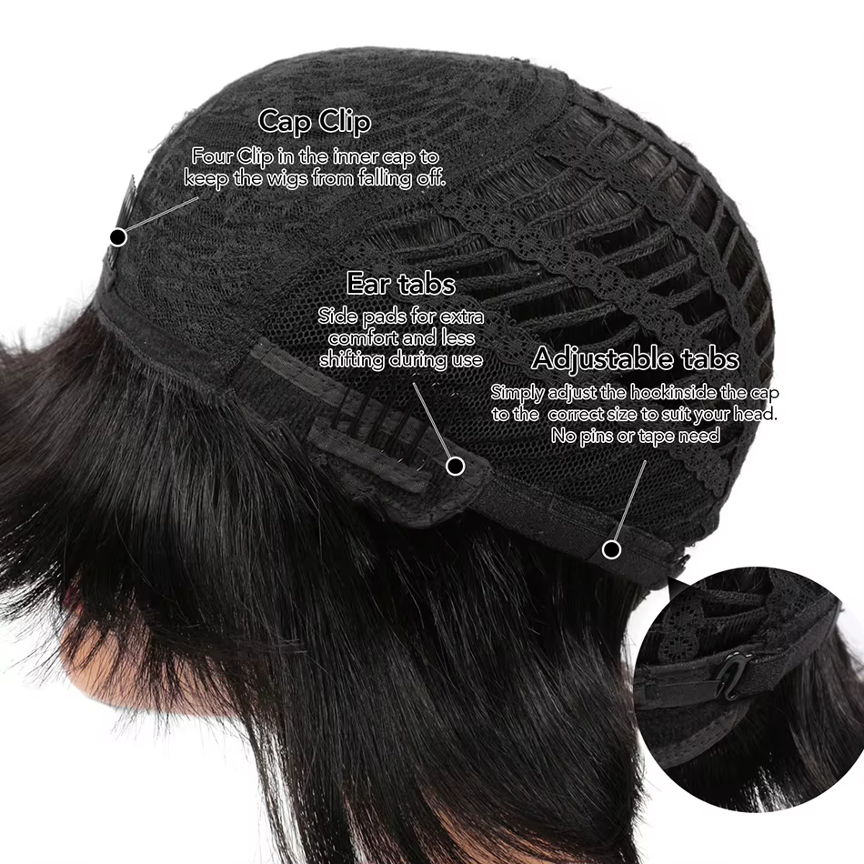 Perruques de cheveux humains droites avec frange Remy brésilien mignon Bob coupe perruque