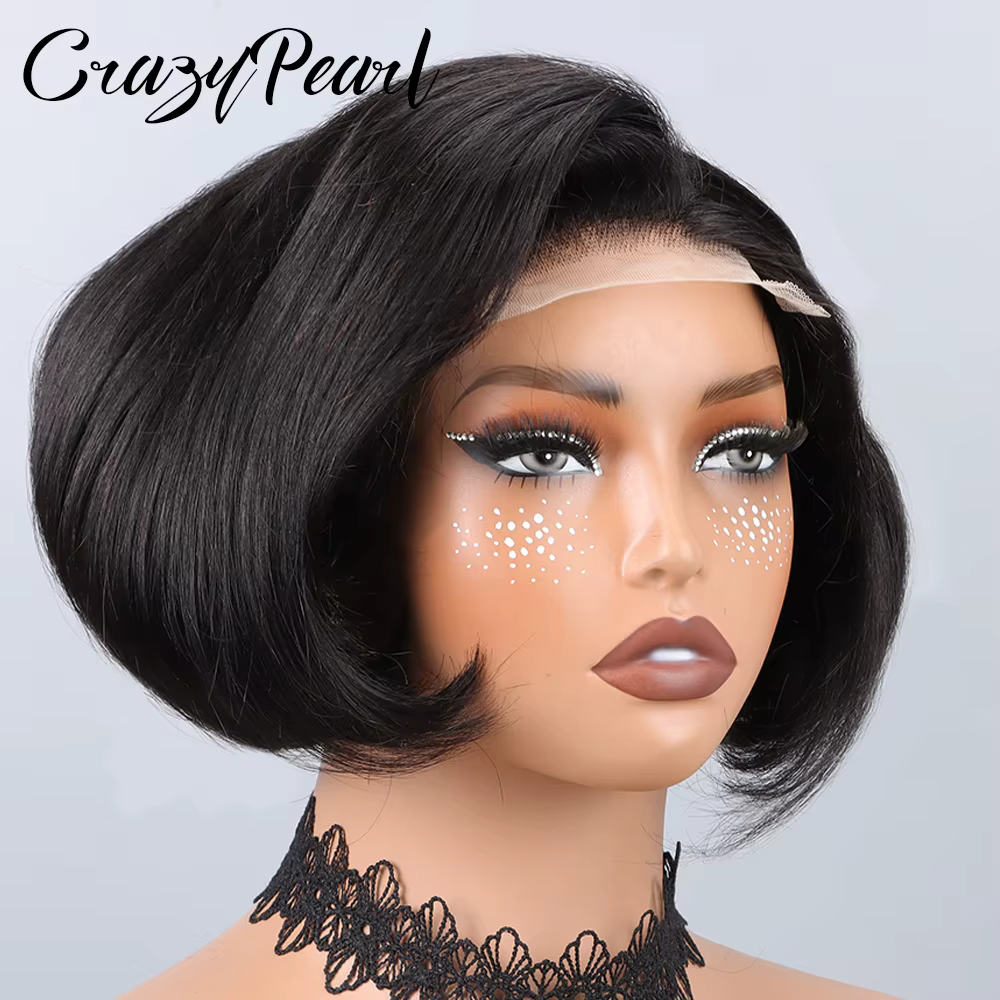 Perruque BOB 4x4 Closure Cheveux Humains Lisses Courts Noir Naturel