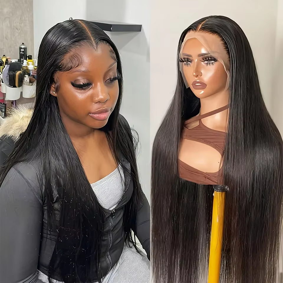 Perruque Lace Front en Cheveux Humains Raides Brésiliens 2026 pour Femmes – Sans Colle – En Promotion