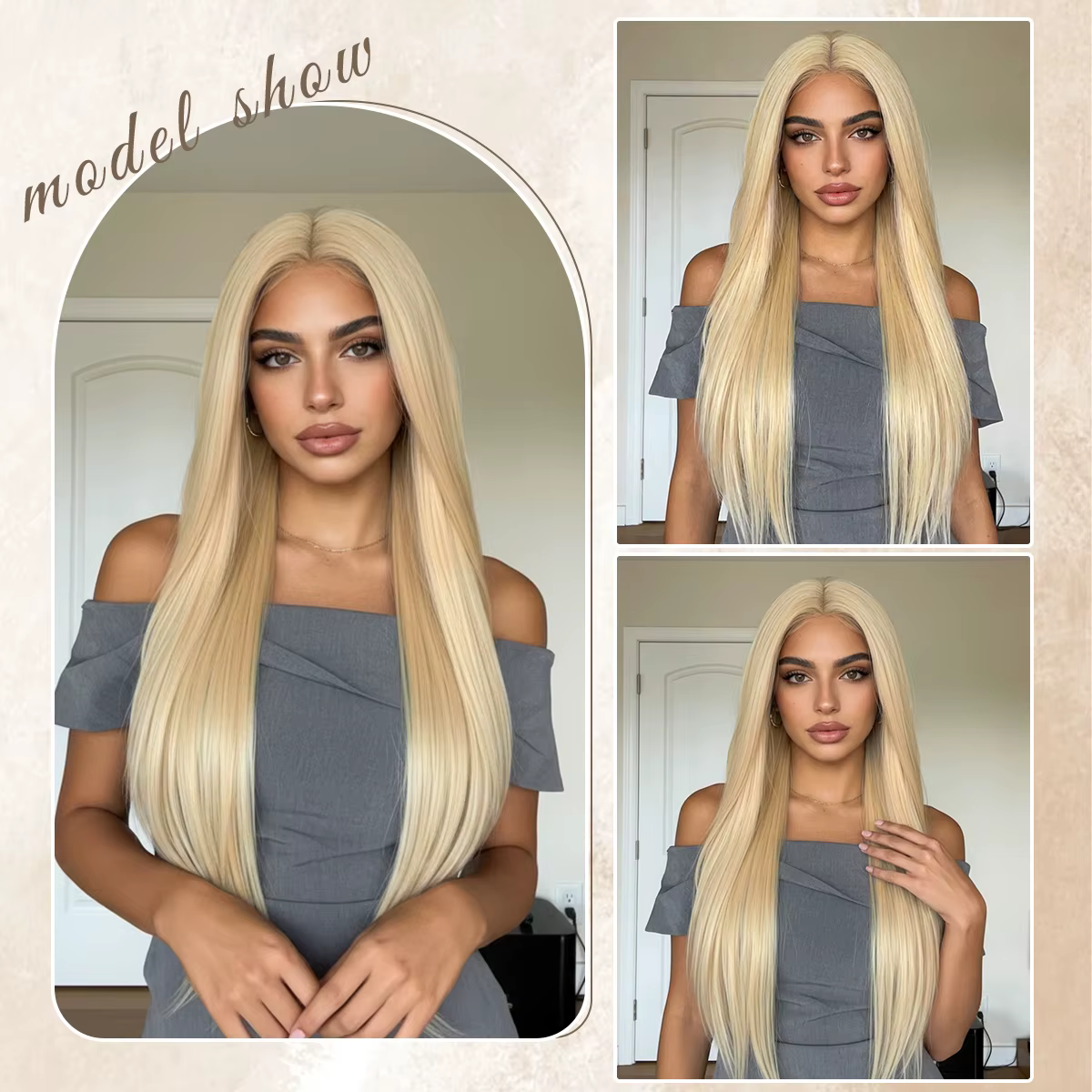 Perruque longue blonde pour femmes blanches