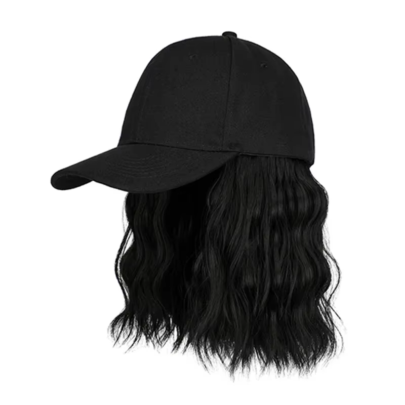 Nouvelle mode chapeau Extensions de cheveux moyen Long dames bouclés perruques chapeaux connecté couvre-tête synthétique casquette à visière perruque pour les femmes