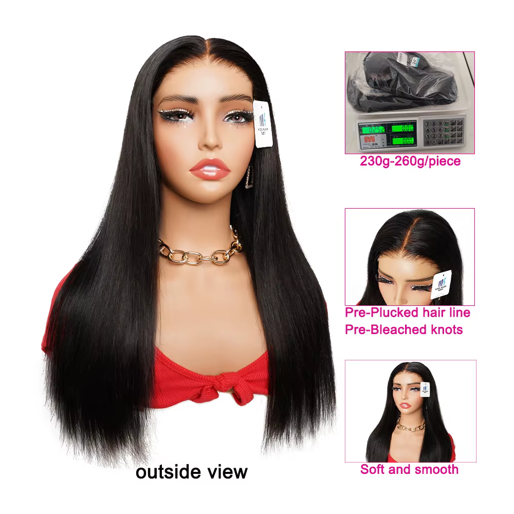 Perruque Lace Front 6*4 avec Nœuds Blanchis
