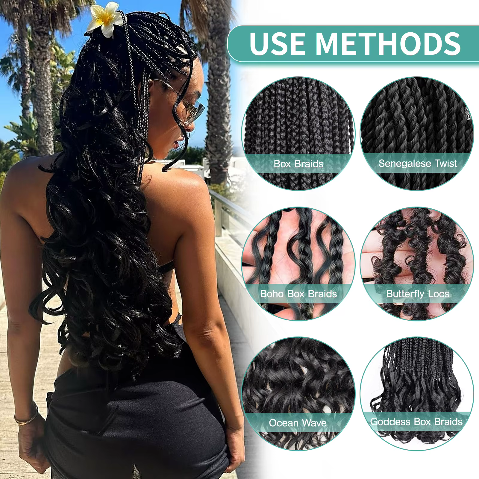 Extensions de cheveux synthétiques pour tresses