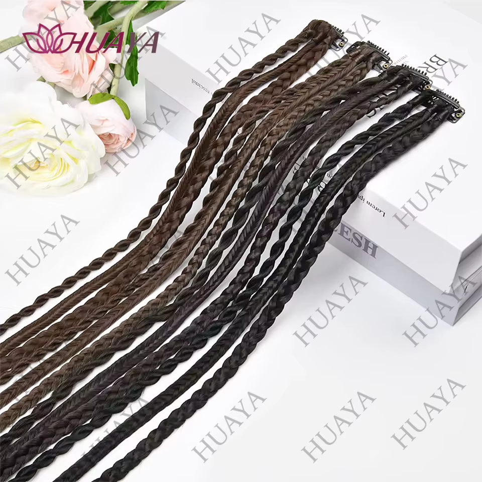 Perruque, queue de cheval synthétique torsadée tresse pince dans les Extensions de cheveux longues tresses