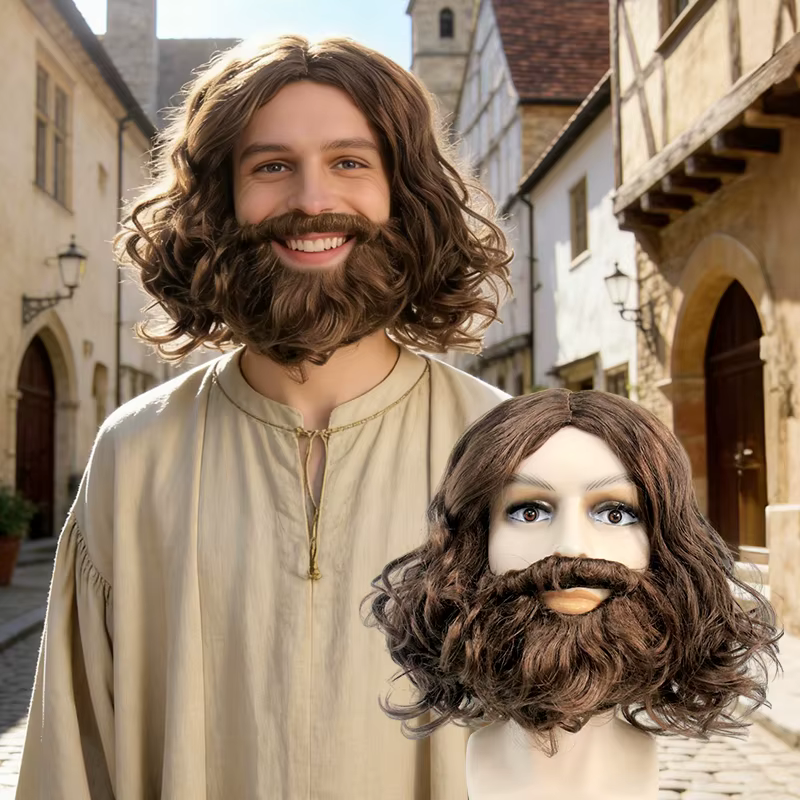 Perruque de cosplay bouclée pour homme